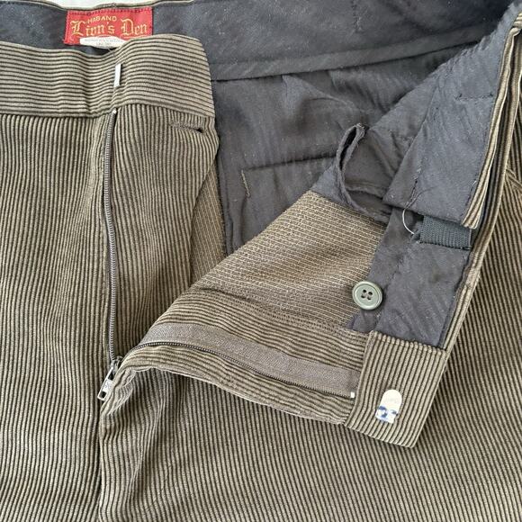 Vintage Haband's Lions Den Men's 36 Medium Green Corduroy Pants Stretch Waist - Picture 5 of 11